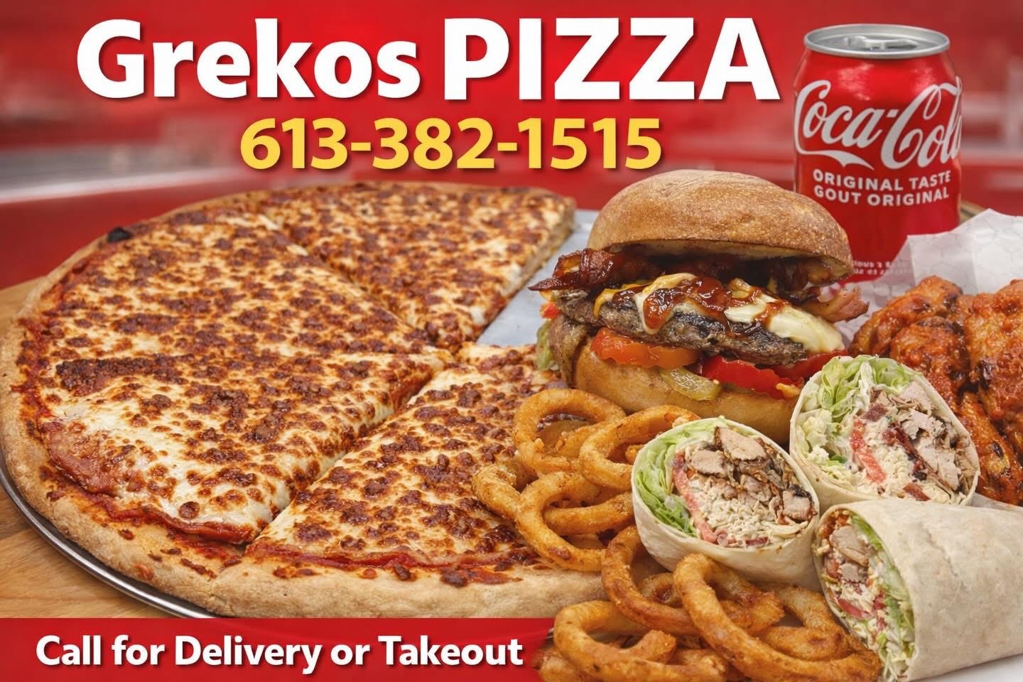 Grekos Pizza food spread